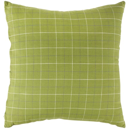 Green Plaid Pillow - Cotton, Zipper