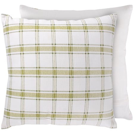 White Plaid Pillow - Cotton, Zipper