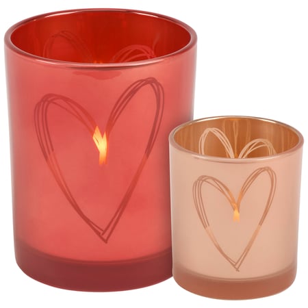 Hearts Candle Holder Set - Glass