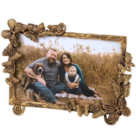 Gold Butterfly Photo Frame - Metal, Glass, Wood