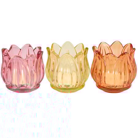 Tulip Blossom Candle Holder Set - Glass