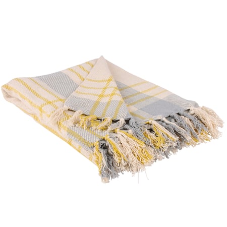 Misty Blue Plaid Throw - Cotton