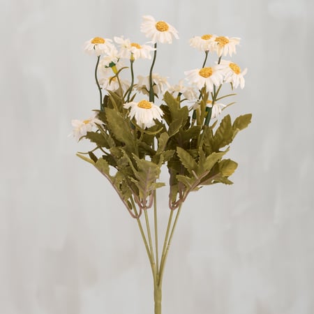 Mini White Daisy Floral Pick - Plastic, Fabric, Wire