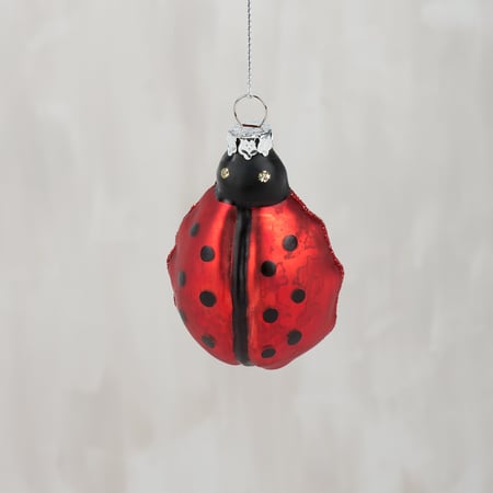 Glass Ladybug Ornament - Glass, Metal, Glitter
