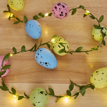 Lighted Easter Egg Garland - Plastic, Styrofoam, Wire, Lights
