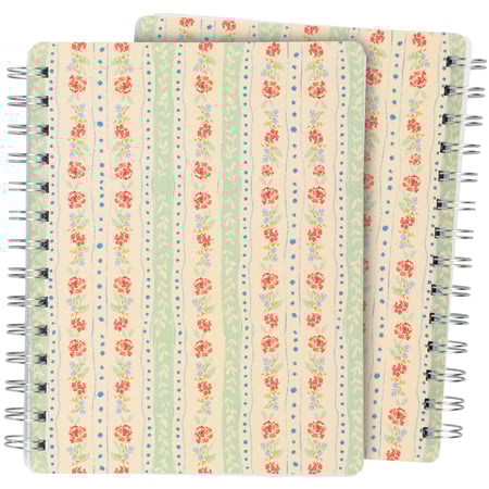 Floral Stripe Spiral Notebook - Paper, Metal
