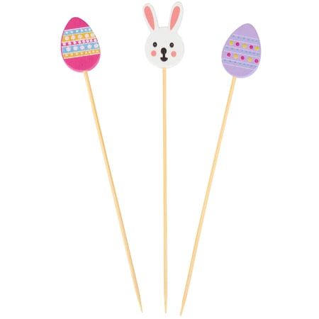 Easter Eggs Party Pick Set - Bamboo, Plywood