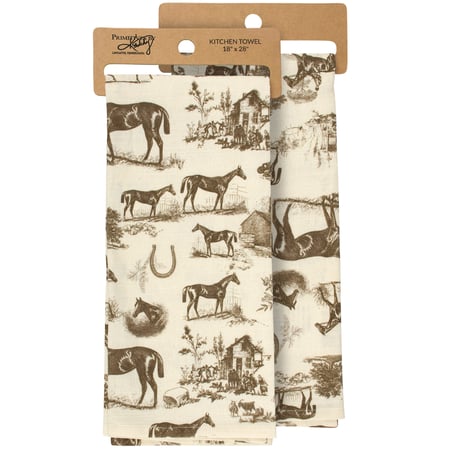 Horse Toile Kitchen Towel - Cotton