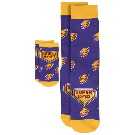Superdad/Superbaby Baby & Me Sock Set - Cotton, Nylon, Spandex
