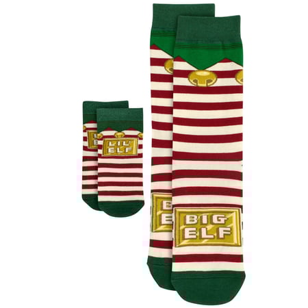 Big/Lil' Elf Baby & Me Sock Set - Cotton, Nylon, Spandex