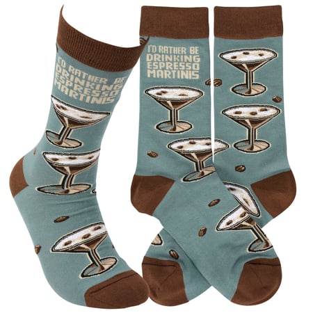 Rather Be Drinking Espresso Martinis Socks - Cotton, Nylon, Spandex