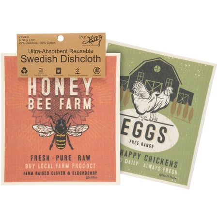 Honey Bee Farm Swedish Cloth Set - Cellulose, Cotton