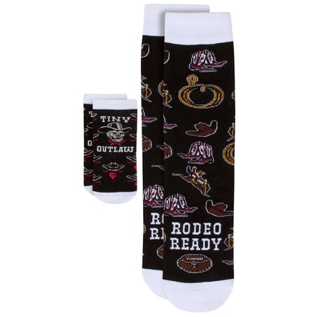 Rodeo Ready/Tiny Outlaw Baby & Me Sock Set - Cotton, Nylon, Spandex