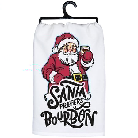 Santa Prefers Bourbon Kitchen Towel - Cotton