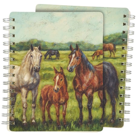 Horse Family Spiral Notebook - Paper, Metal