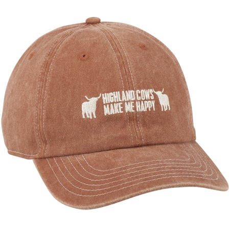 Highland Cows Make Me Happy Baseball Cap - Cotton, Metal