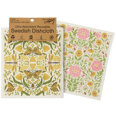 Dragonfly Folk Art Swedish Cloth Set - Cellulose, Cotton