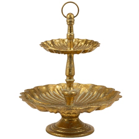 Gold Deco Tiered Tray - Metal