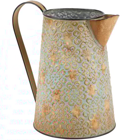 Vintage Brocade Pitcher Vase - Metal
