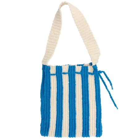 Blue Stripe Drawstring Bag - Cotton