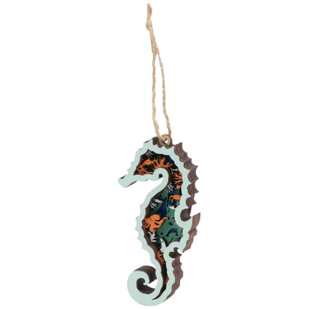 Seahorse Magnetic Ornament - Wood, Jute, Magnet
