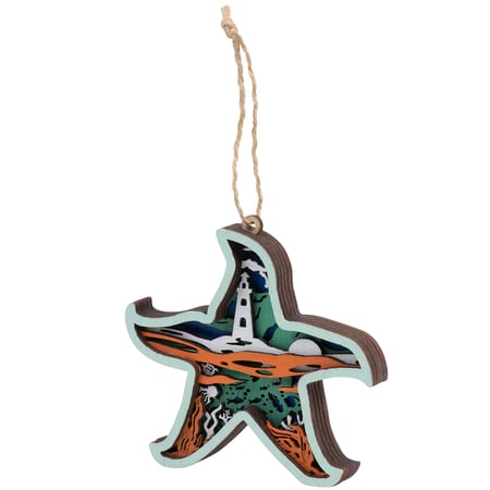 Starfish Magnetic Ornament - Wood, Jute, Magnet