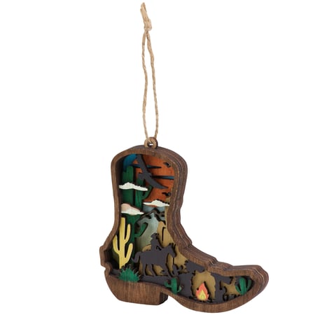 Cowboy Boot Magnetic Ornament - Wood, Magnet