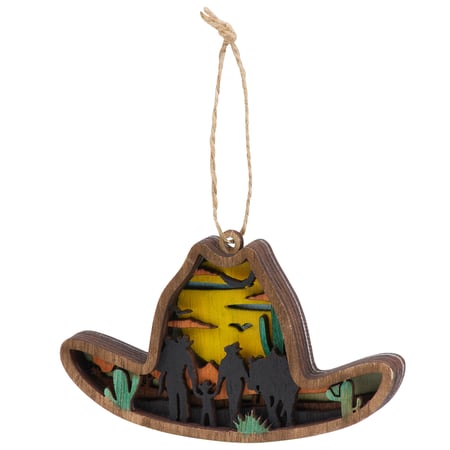 Cowboy Hat Magnetic Ornament - Wood, Magnet