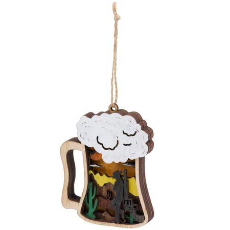 Cowboy Beer Mug Magnetic Ornament - Wood, Magnet