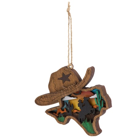 Texas Cowboy Hat Magnetic Ornament - Wood, Magnet