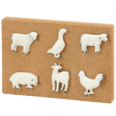 Farm Animals Thumbtack Set - Pewter, Cork