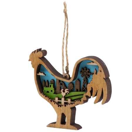 Rooster Magnetic Ornament - Wood, Magnet