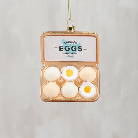 Chicken Eggs Glass Ornament - Glass, Metal, Glitter