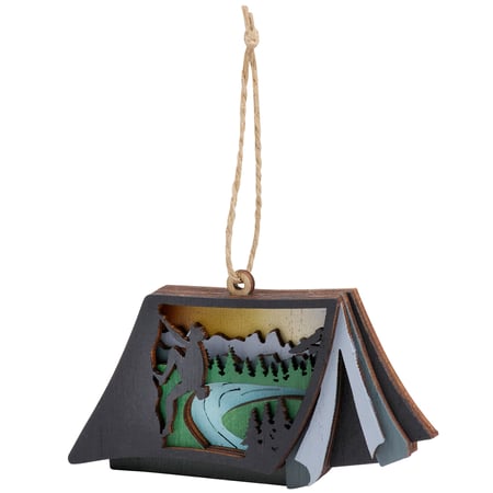 Camping Tent Magnetic Ornament - Wood, Magnet