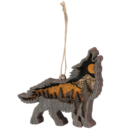 Wolf Magnetic Ornament - Wood, Magnet