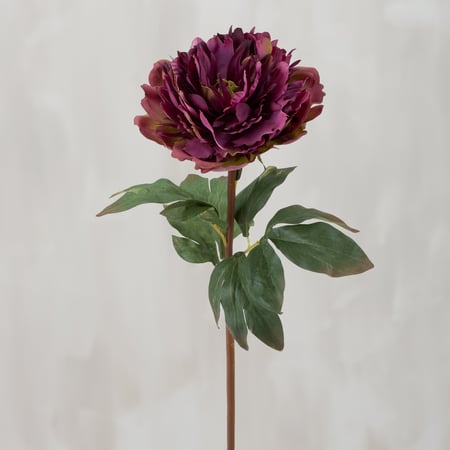 Dark Purple Peony Floral Pick - Fabric, Plastic, Wire