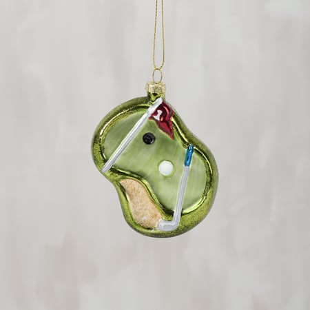 Putting Green Glass Xmas Orn - Glass, Metal, Glitter