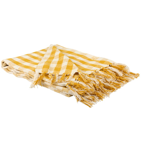 Yellow Gingham Throw - Cotton