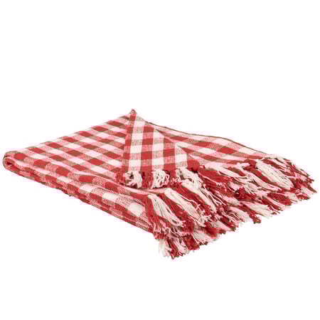 Red Gingham Throw - Cotton