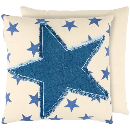 Denim Star Pillow - Cotton, Zipper