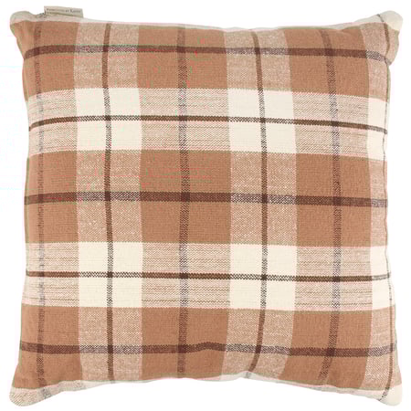 Brown Plaid Pillow - Cotton, Zipper