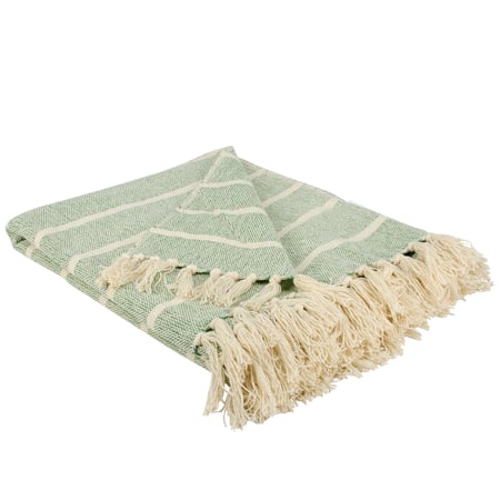 Sage Stripe Throw - Cotton