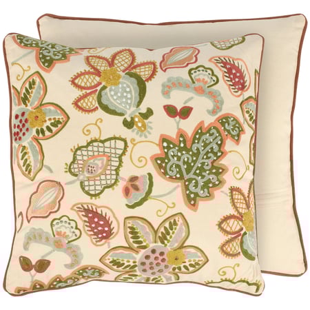 Cottage Floral Pillow - Cotton, Zipper