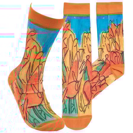 Bright Flowers Socks - Polyester, Spandex