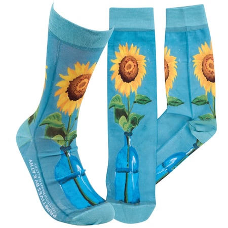 Sunshine Sunflower Socks - Polyester, Spandex