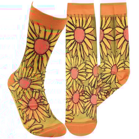 Sunflowers Socks - Polyester, Spandex