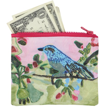 Blue Jay Zipper Wallet - Post-Consumer Material, Plastic, Metal