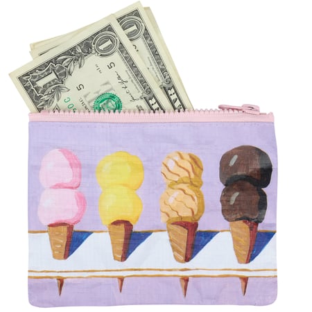 Ice Cream Cones Zipper Wallet - Post-Consumer Material, Plastic, Metal