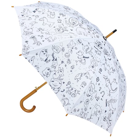 Zoo Party Umbrella - Pongee, Wood, Fiberglass, Metal