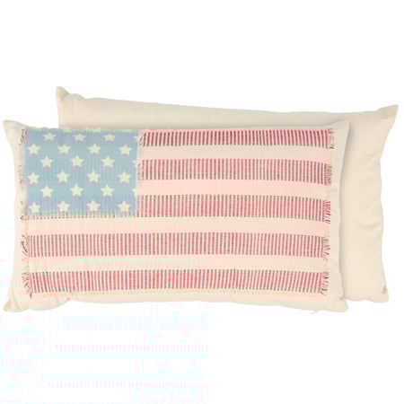 Vintage Americana Flag Pillow - Cotton, Zipper